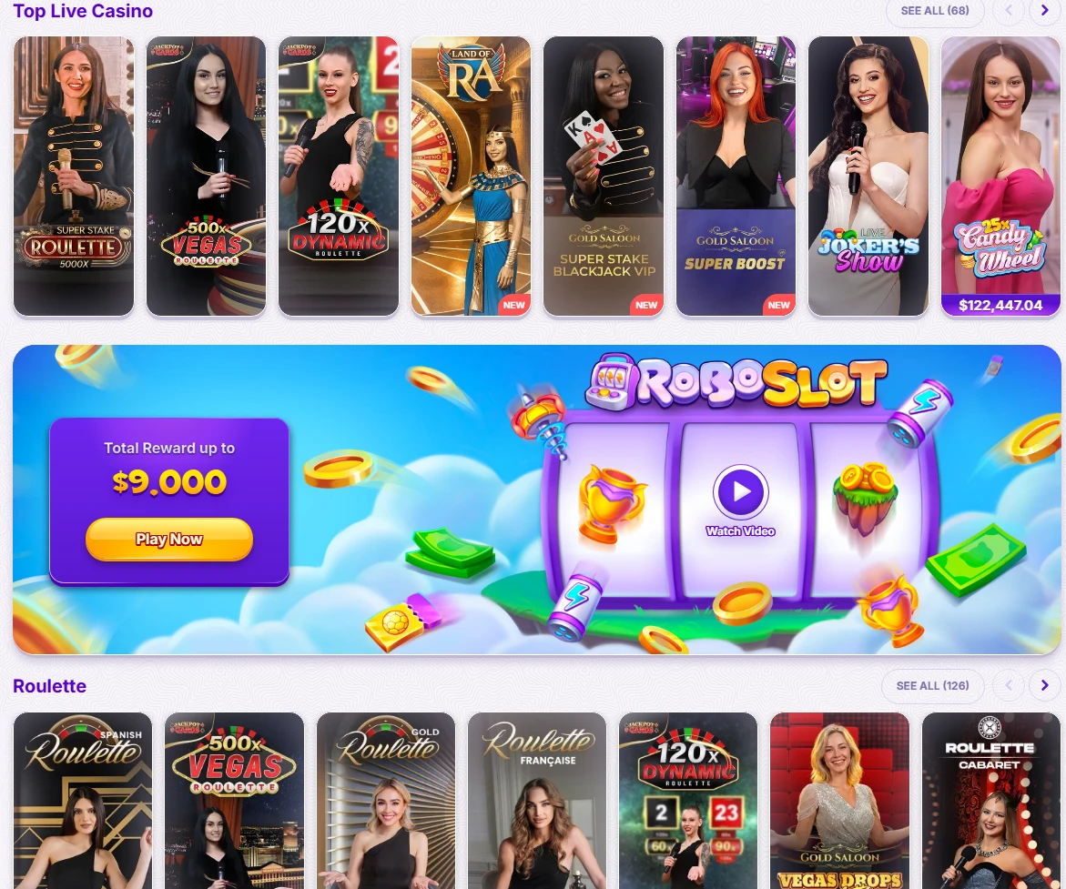Robo Cat live casino