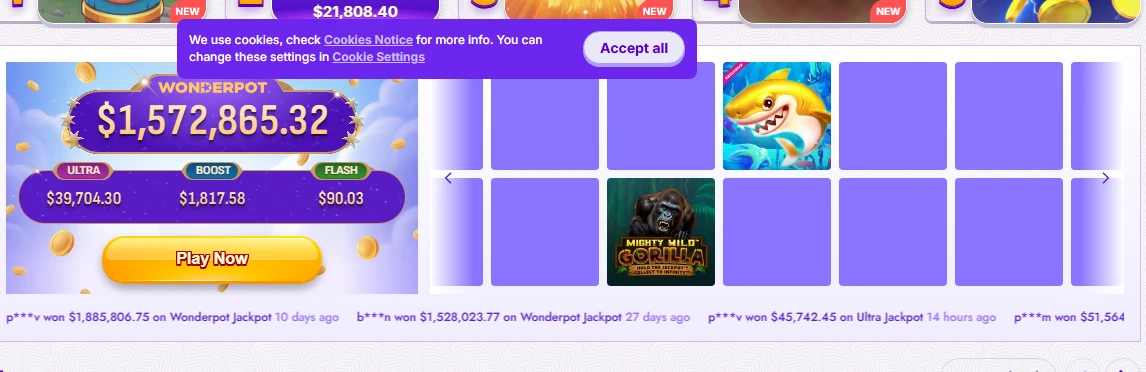 Live jackpot display